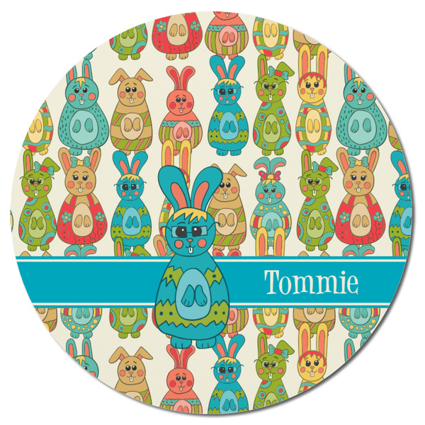 Fun Easter Bunnies Round Fridge Magnet - FRONT
