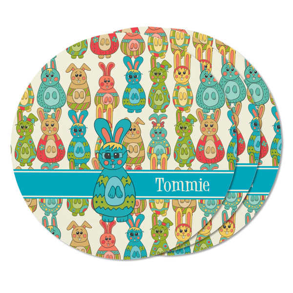 Fun Easter Bunnies Round Fridge Magnet - THREE