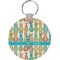 Fun Easter Bunnies Round Plastic Keychain (Personalized)