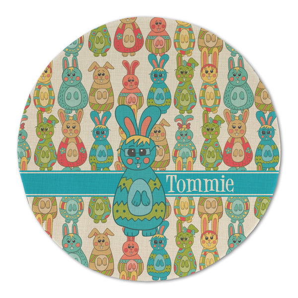 Fun Easter Bunnies Round Linen Placemats - FRONT (Double Sided)