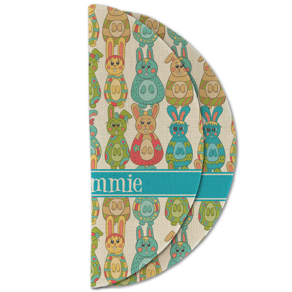 Fun Easter Bunnies Round Linen Placemats - HALF FOLDED (double sided)