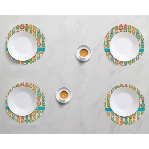 Fun Easter Bunnies Round Linen Placemats - LIFESTYLE (set of 4)