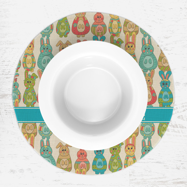Fun Easter Bunnies Round Linen Placemats - LIFESTYLE (single)