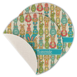 Fun Easter Bunnies Round Linen Placemat - Single Sided - Set of 4 (Personalized)
