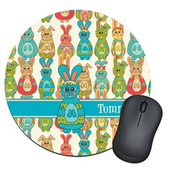 Fun Easter Bunnies Round Mouse Pad (Personalized)