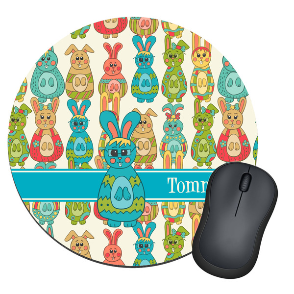 Custom Fun Easter Bunnies Round Mouse Pad (Personalized)