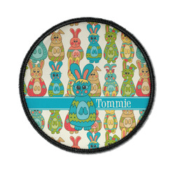 Fun Easter Bunnies Iron On Round Patch w/ Name or Text