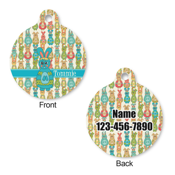 Fun Easter Bunnies Round Pet ID Tag - Large - Approval