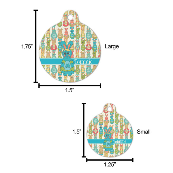 Fun Easter Bunnies Round Pet ID Tag - Large - Comparison Scale