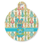 Fun Easter Bunnies Round Pet ID Tag - Large (Personalized)