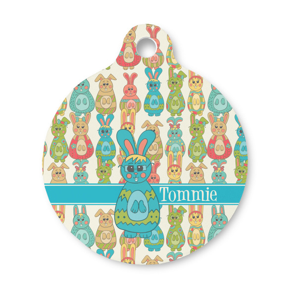 Custom Fun Easter Bunnies Round Pet ID Tag - Small (Personalized)