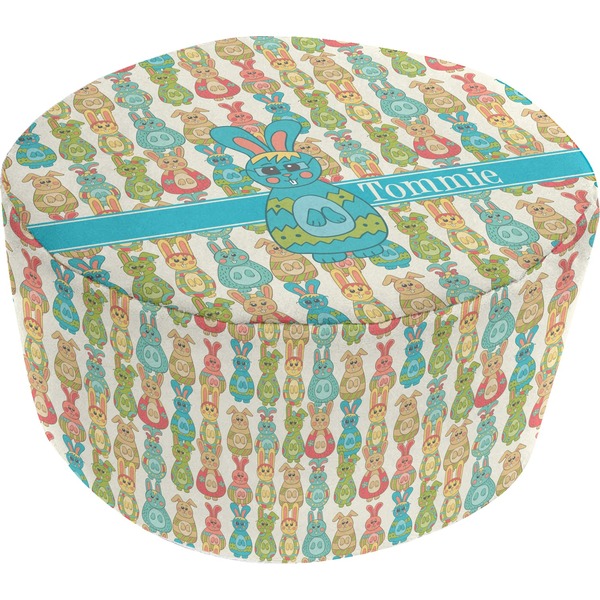 Custom Fun Easter Bunnies Round Pouf Ottoman (Personalized)