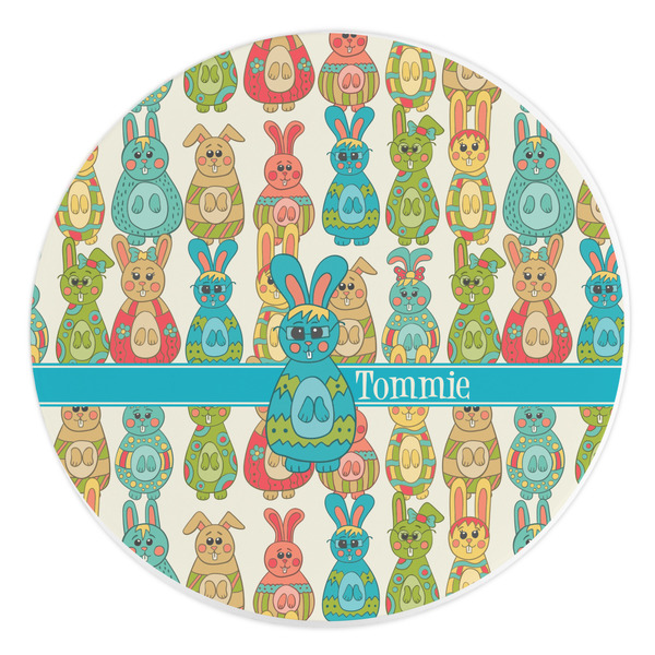 Custom Fun Easter Bunnies Round Stone Trivet (Personalized)