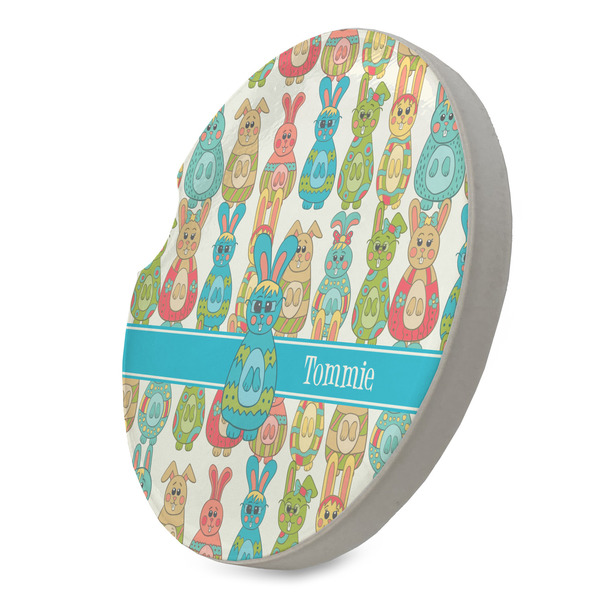 Fun Easter Bunnies Sandstone Car Coaster - STANDING ANGLE