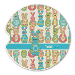 Fun Easter Bunnies Sandstone Car Coaster - Single (Personalized)