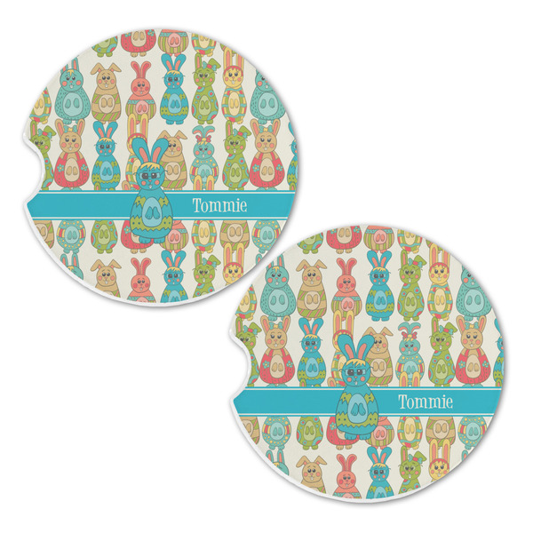 Fun Easter Bunnies Sandstone Car Coasters - Set of 2