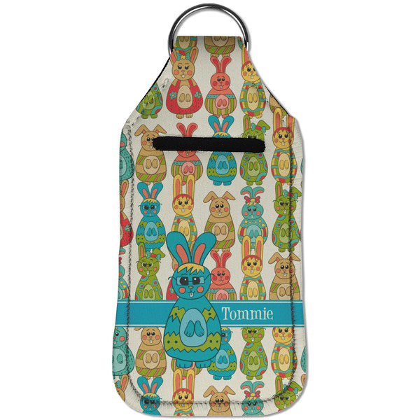 Fun Easter Bunnies Sanitizer Holder Keychain - Large (Front)