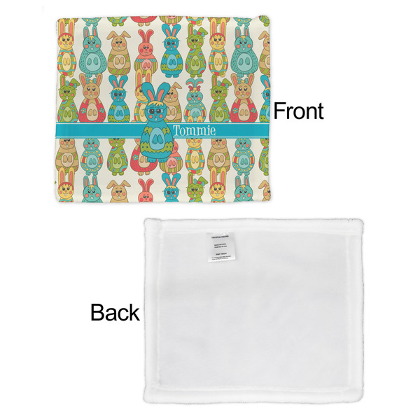 Fun Easter Bunnies Security Blanket - Front & White Back View