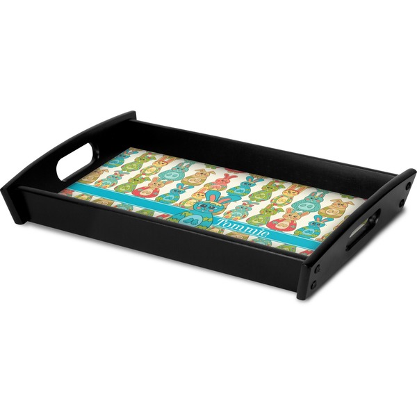 Fun Easter Bunnies Serving Tray Black - Corner