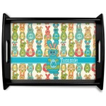 Fun Easter Bunnies Black Wooden Tray - Large (Personalized)