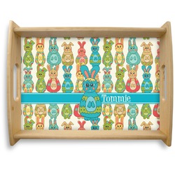 Fun Easter Bunnies Natural Wooden Tray - Large (Personalized)