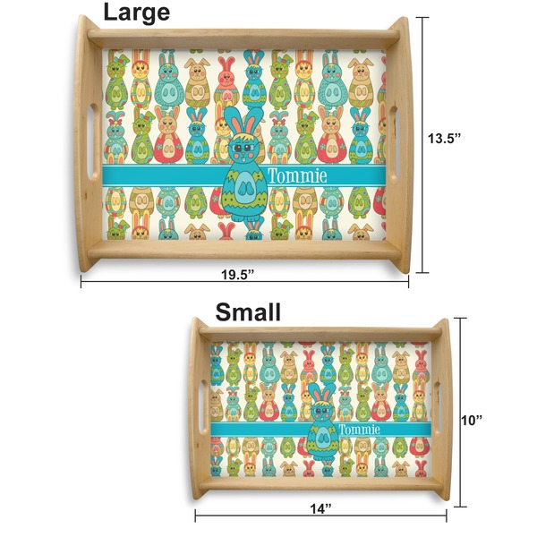 Fun Easter Bunnies Serving Tray Wood Sizes