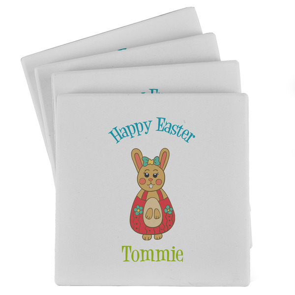 Custom Fun Easter Bunnies Absorbent Stone Coasters - Set of 4 (Personalized)