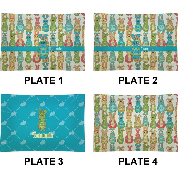 Fun Easter Bunnies Set of Rectangular Appetizer / Dessert Plates (Approval)