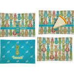 Fun Easter Bunnies Set of 4 Glass Rectangular Appetizer / Dessert Plate (Personalized)