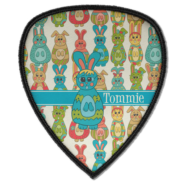Custom Fun Easter Bunnies Iron on Shield Patch A w/ Name or Text