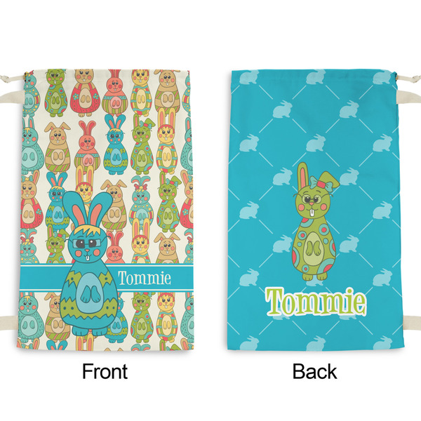 Fun Easter Bunnies Small Laundry Bag - Front & Back View