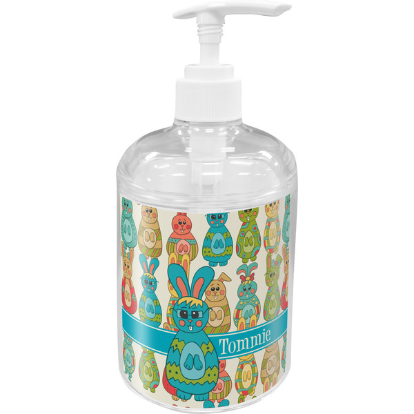 Custom Fun Easter Bunnies Acrylic Soap & Lotion Bottle (Personalized)