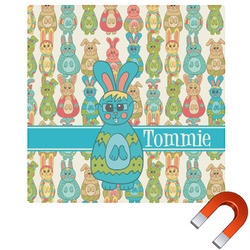 Fun Easter Bunnies Square Car Magnet - 10" (Personalized)