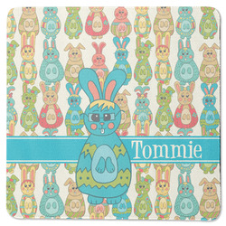 Fun Easter Bunnies Square Rubber Backed Coaster (Personalized)