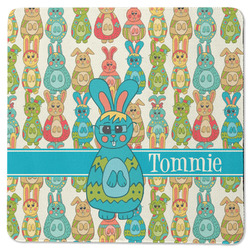 Fun Easter Bunnies Square Rubber Backed Coaster (Personalized)