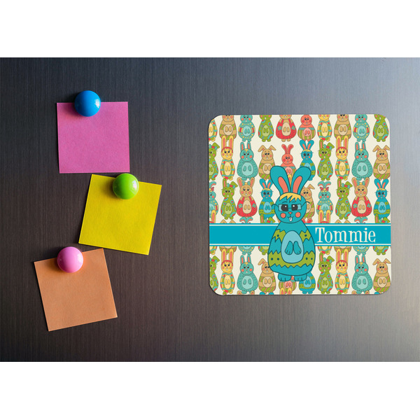 Fun Easter Bunnies Square Fridge Magnet - LIFESTYLE