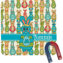 Fun Easter Bunnies Square Fridge Magnet (Personalized)