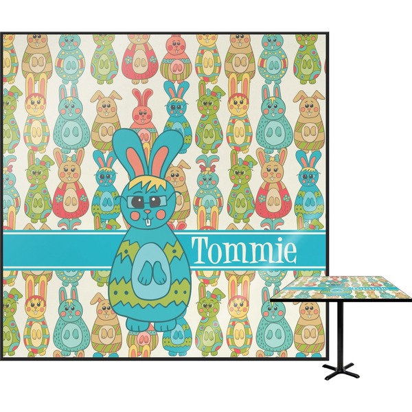 Custom Fun Easter Bunnies Square Table Top (Personalized)