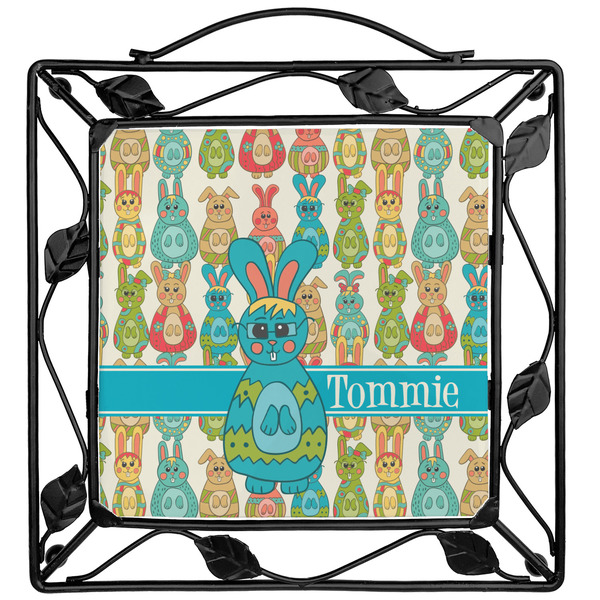 Custom Fun Easter Bunnies Square Trivet (Personalized)