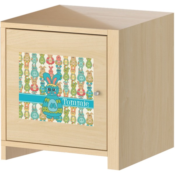 Fun Easter Bunnies Square Wall Decal on Wooden Cabinet