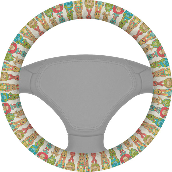 Custom Fun Easter Bunnies Steering Wheel Cover