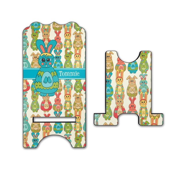 Fun Easter Bunnies Stylized Phone Stand - Front & Back - Large