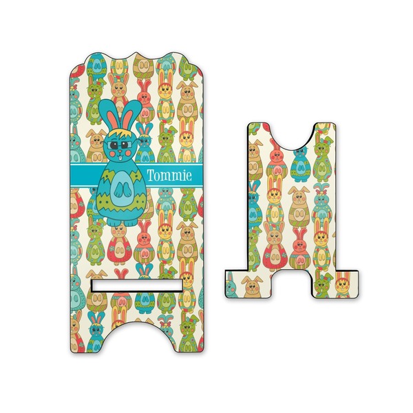 Fun Easter Bunnies Stylized Phone Stand - Front & Back - Small