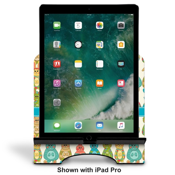 Fun Easter Bunnies Stylized Tablet Stand - Front with ipad