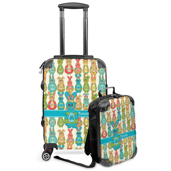 Custom Fun Easter Bunnies Kids 2-Piece Luggage Set - Suitcase & Backpack (Personalized)