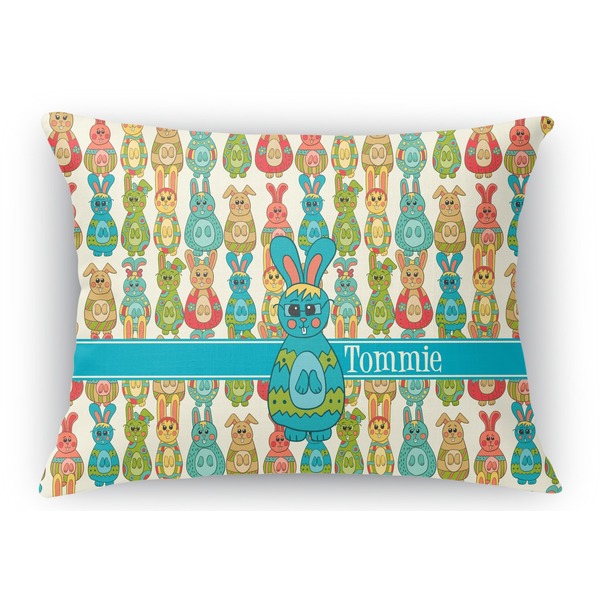 Custom Fun Easter Bunnies Rectangular Throw Pillow Case - 12"x18" (Personalized)