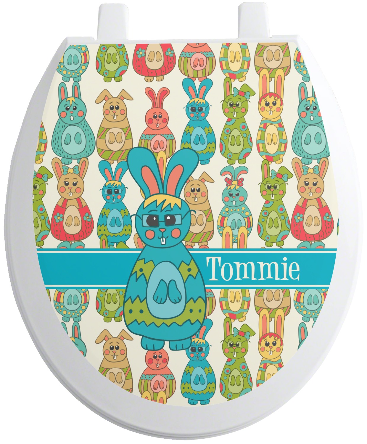 Fun Easter Bunnies Toilet Seat Decal (Personalized) YouCustomizeIt