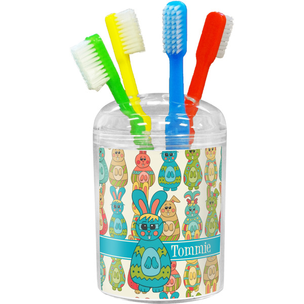 Custom Fun Easter Bunnies Toothbrush Holder (Personalized)