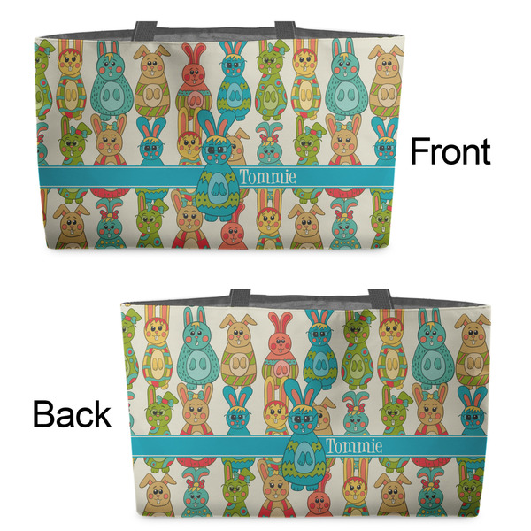Fun Easter Bunnies Tote w/Black Handles - Front & Back Views
