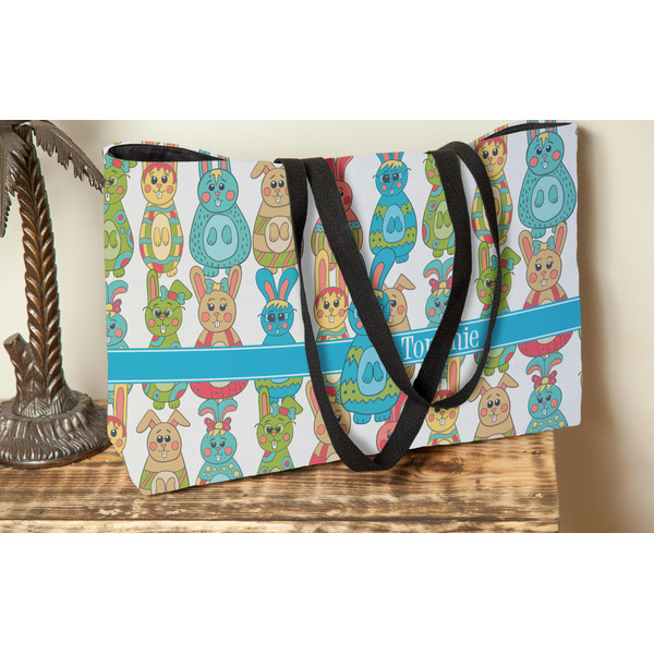 Fun Easter Bunnies Tote w/Black Handles - Lifestyle View